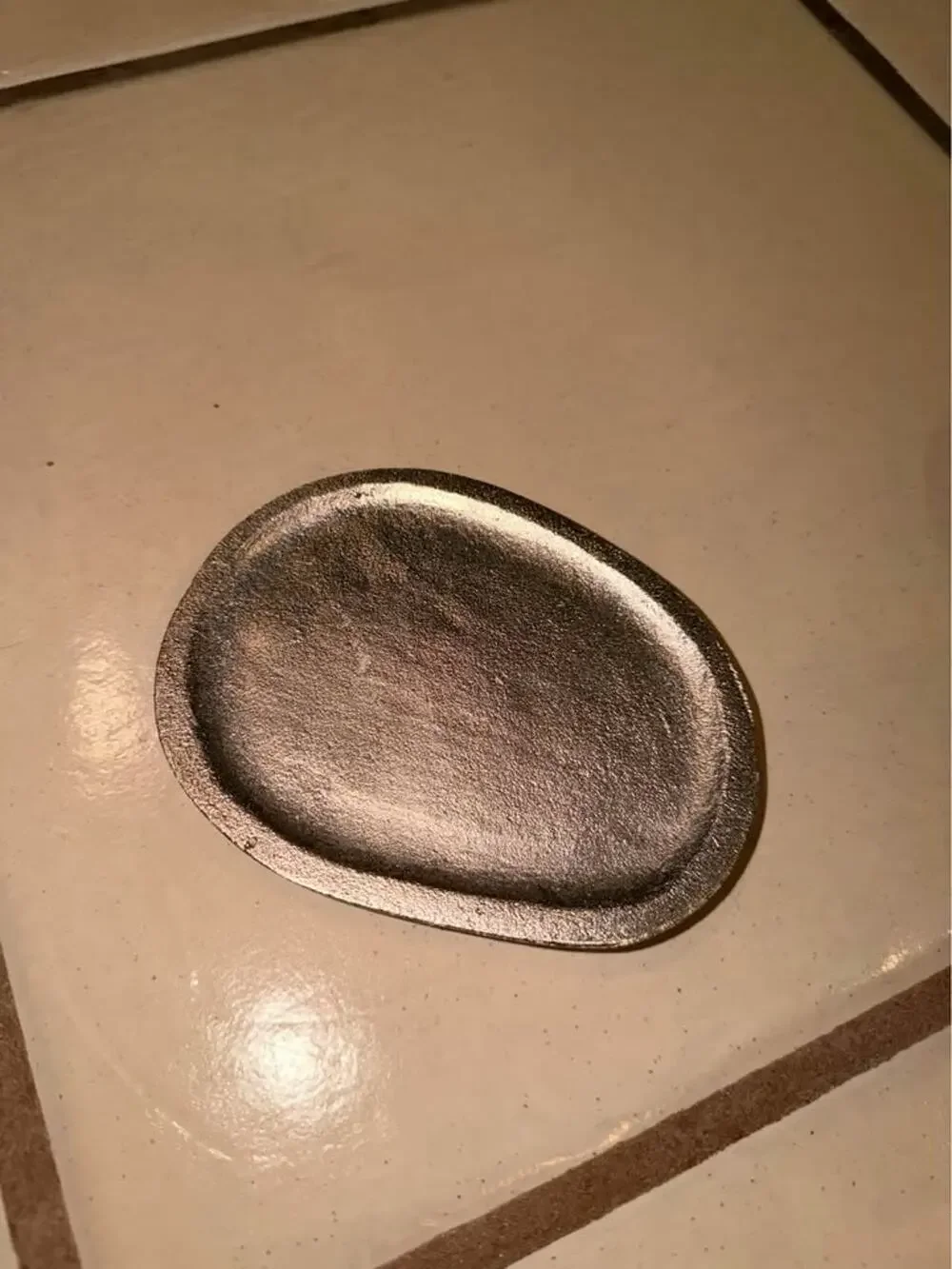 Small Oval Cast Metal Trinket Dish